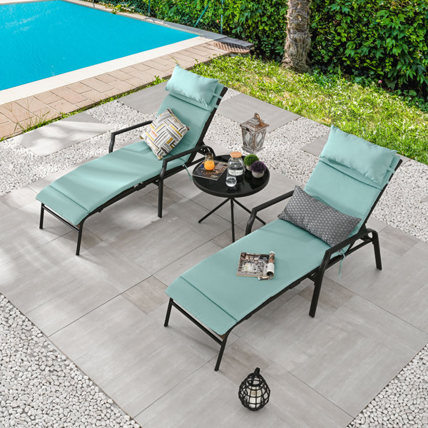 Darby Home Co Wabbaseka Outdoor Metal Chaise Lounge with Table